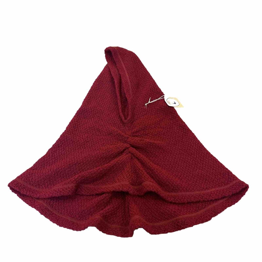 My Beautiful Raven Icelandic Wool Red Crop Short Poncho Hoodie  One Size